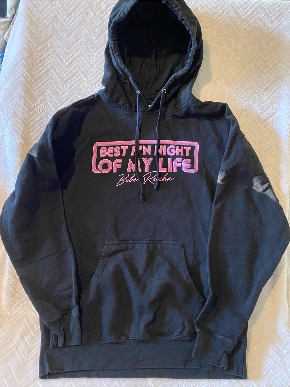 Black Hoodie with Pink Graphic